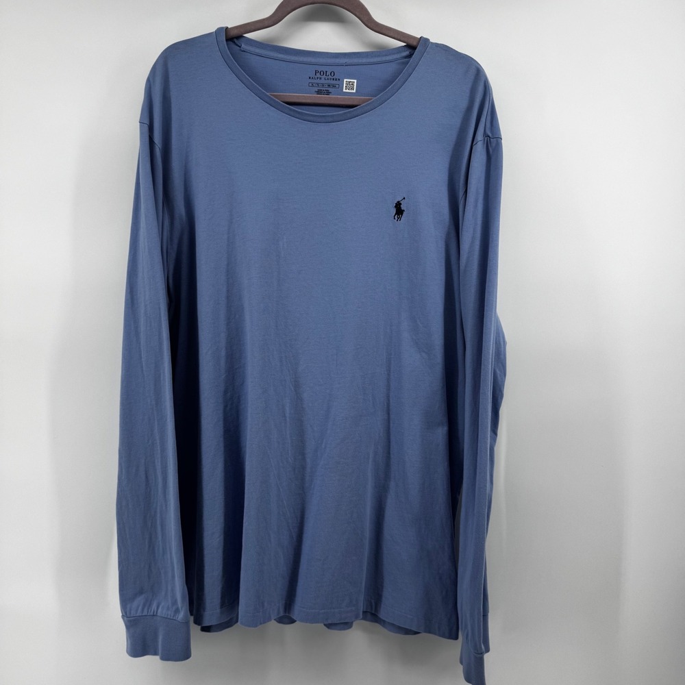 Polo Ralph Lauren Men's Long Sleeve Crew‎ Neck T-Shirt Lt Purple XL Pony Preppy